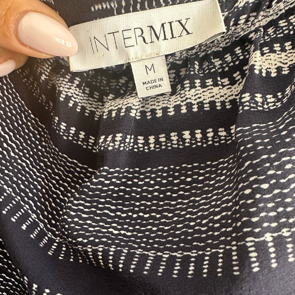 Intermix label High-low off the shoulder dress, black and white, size medium 6
